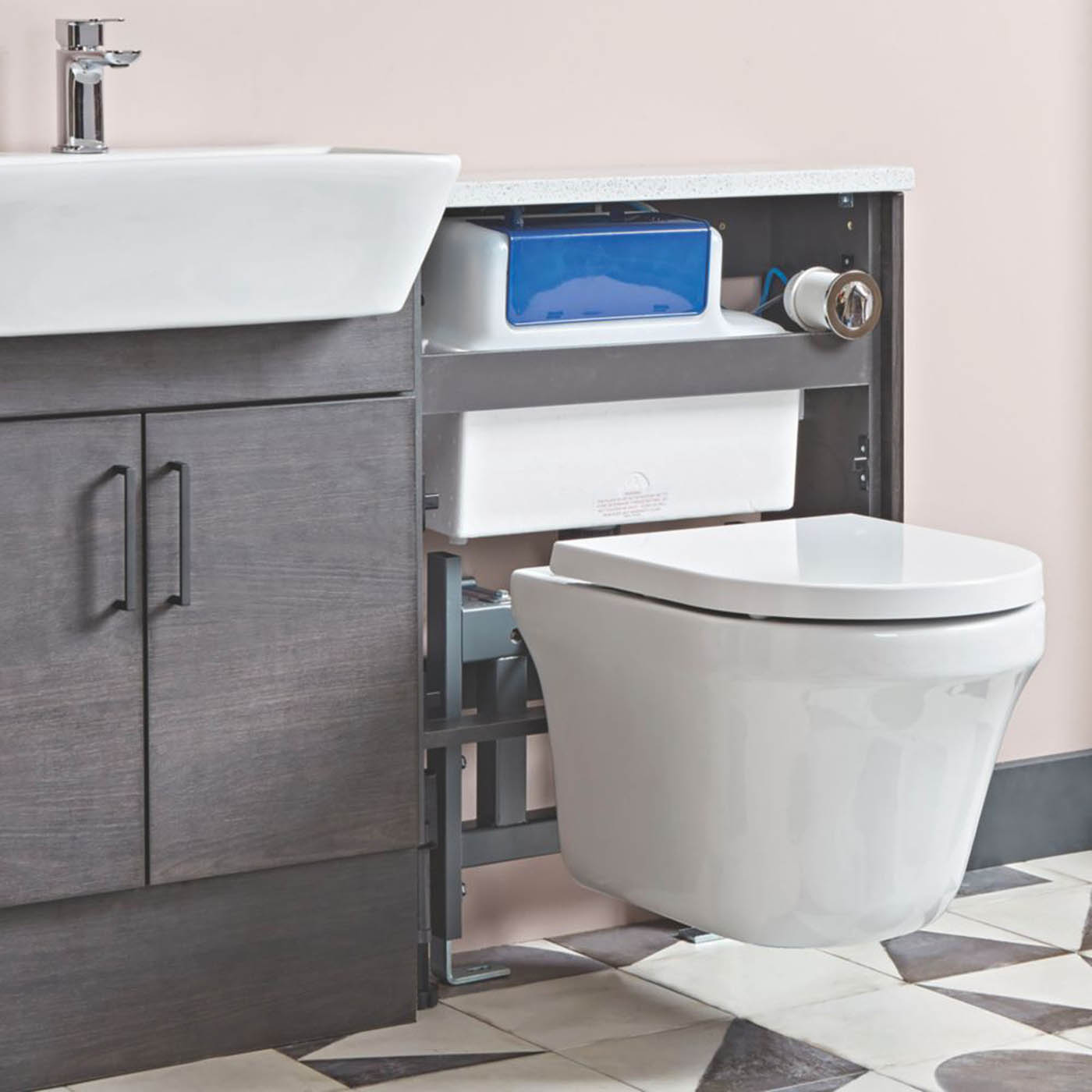 Support Bidet Frame for Wall Hung Toilet Adjustable Dual Flush 400mm - 600mm - Image 3