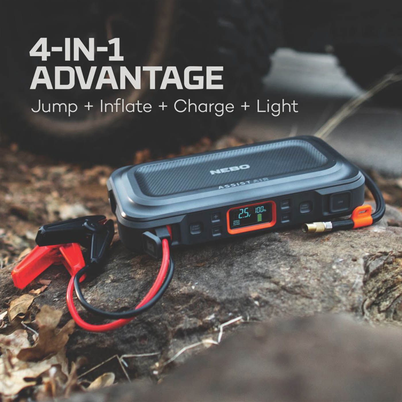 Nebo Jump Starter Type A C USB Charger 5.0Ah Li-Ion Assist Air Compressor - Image 4