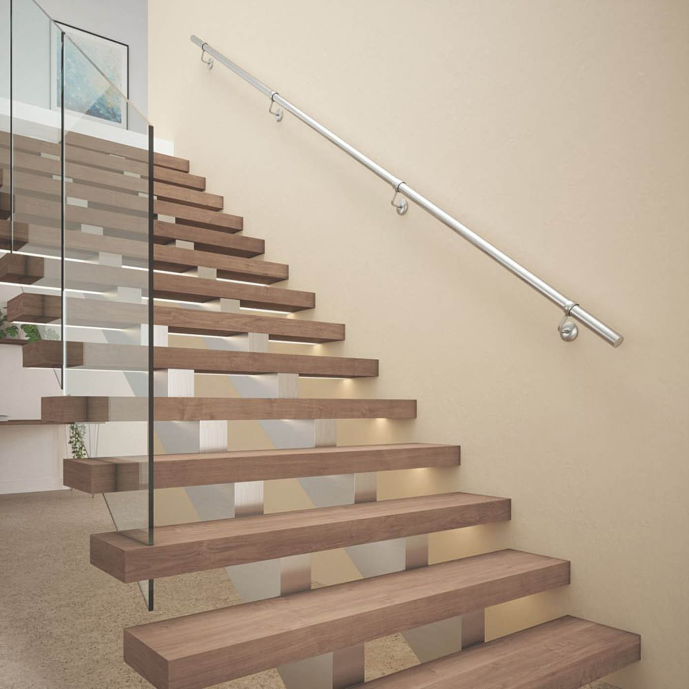 Rothley Steel Handrail Kit Brushed Silver 3600mm - Image 3