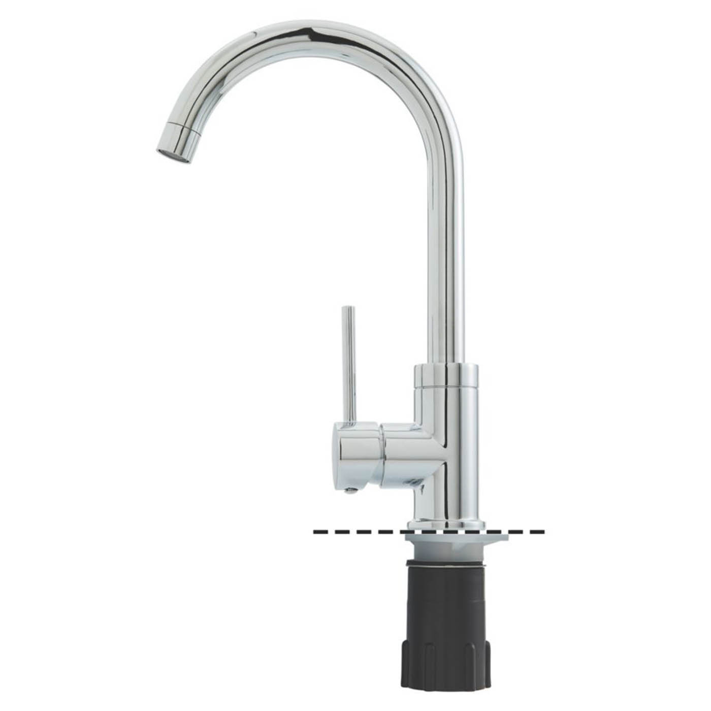 Kitchen Mixer Tap Single Lever Swivel Spout Chrome Deck Mounted Contemporary - Image 6