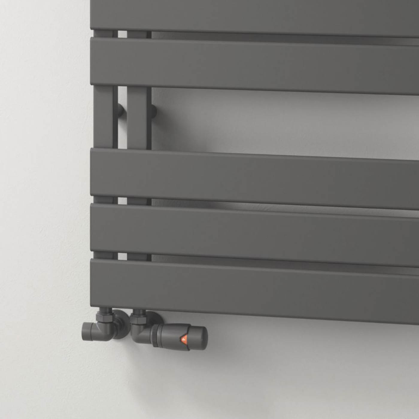 Reina Thermostatic Radiator Valve And Lockshield 15x15mm Anthracite Corner - Image 3