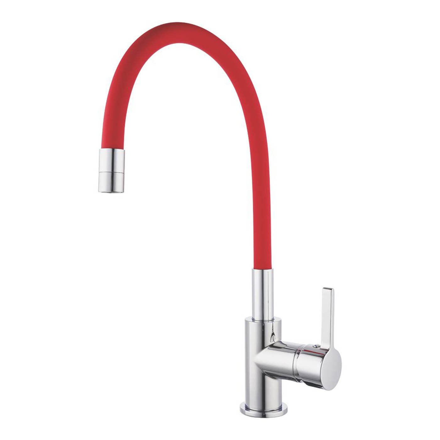 Kitchen Tap Mixer Chrome Red Single Lever Pull Out Swivel Spout Modern Faucet - Image 1