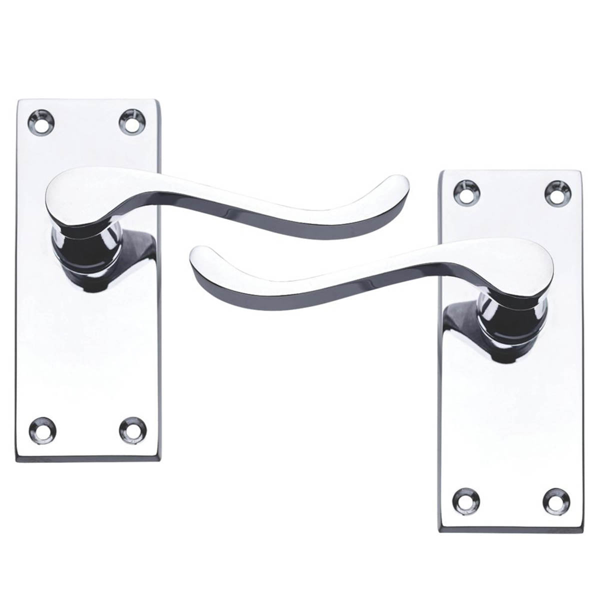 Door Handles Polished Chrome Latch Fire Rated Zinc Alloy Indoor Pair Pack Of 5 - Image 1