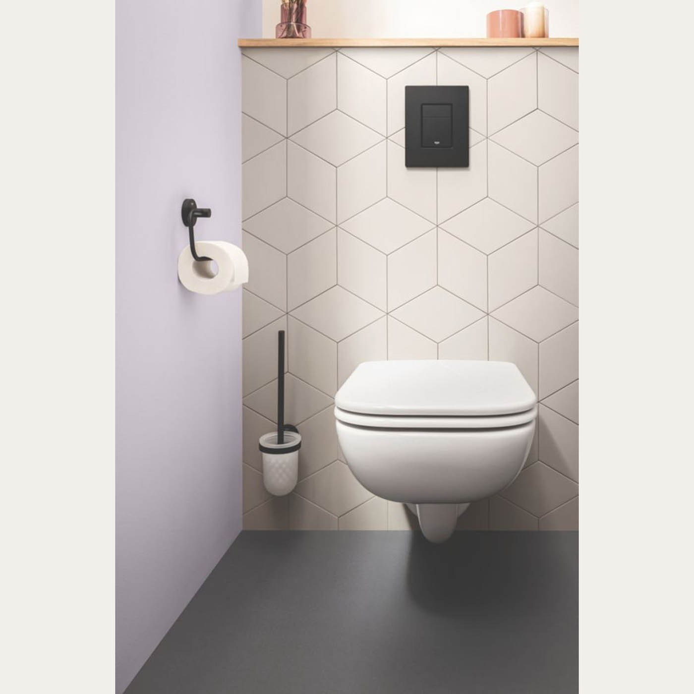 Grohe Toilet Roll Holder Matt Black Round Wall Mounted Bathroom Accessory Modern - Image 4