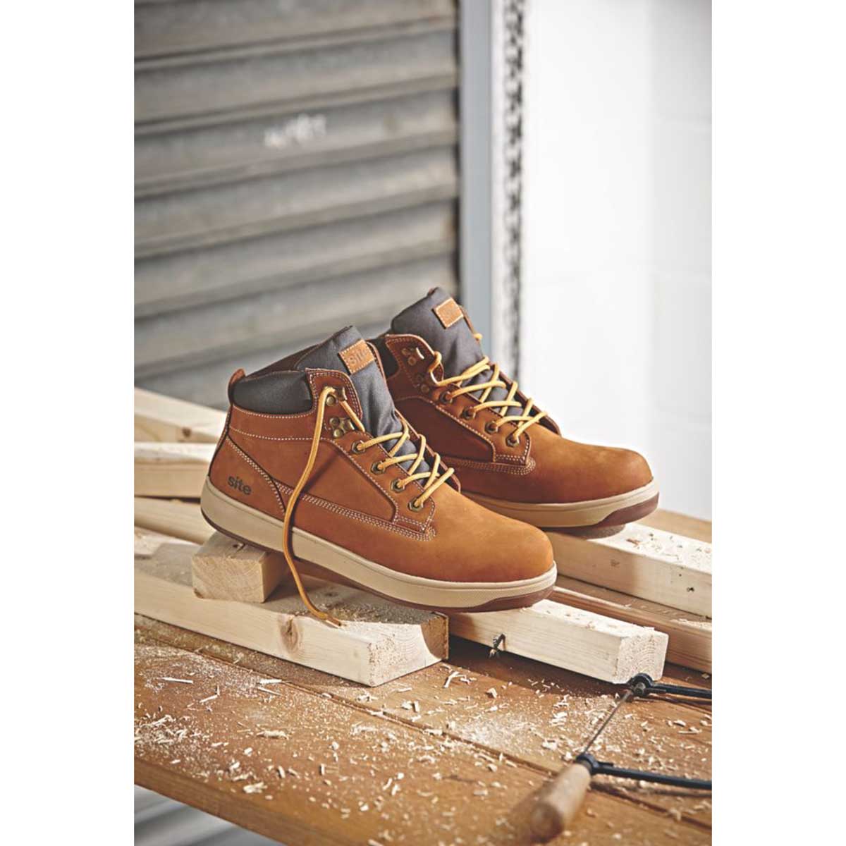 Site Mens Safety Boots Ankle Steel Toe Wide Fit Dark Honey Comfort Size 11 - Image 2