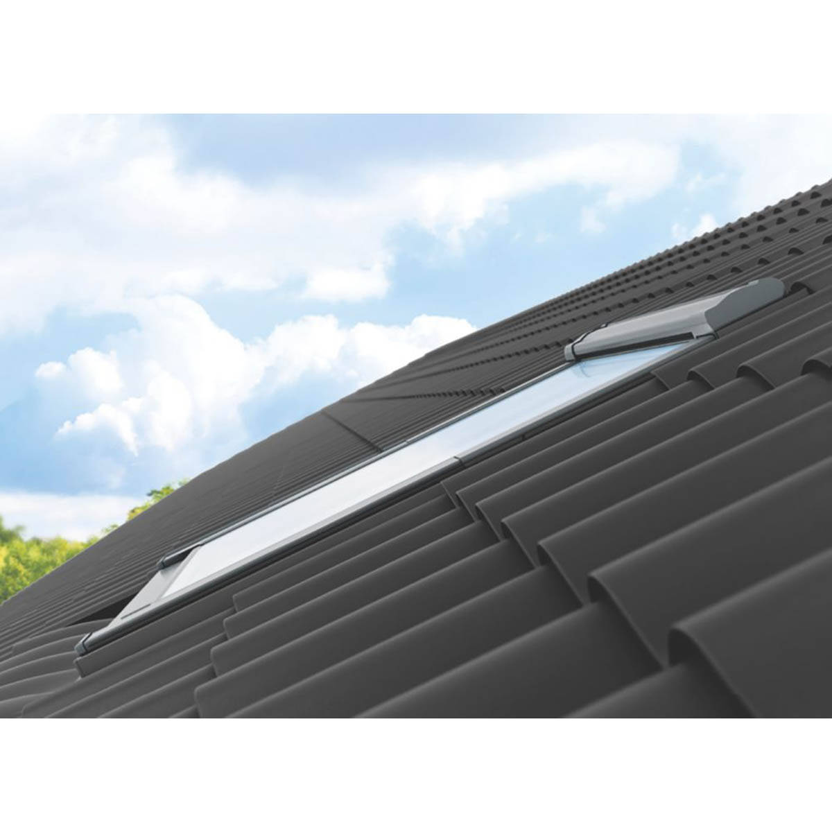 Keylite Roof Window Flashing Deep Tile Aluminium Black Watertight 550 x 980mm - Image 2