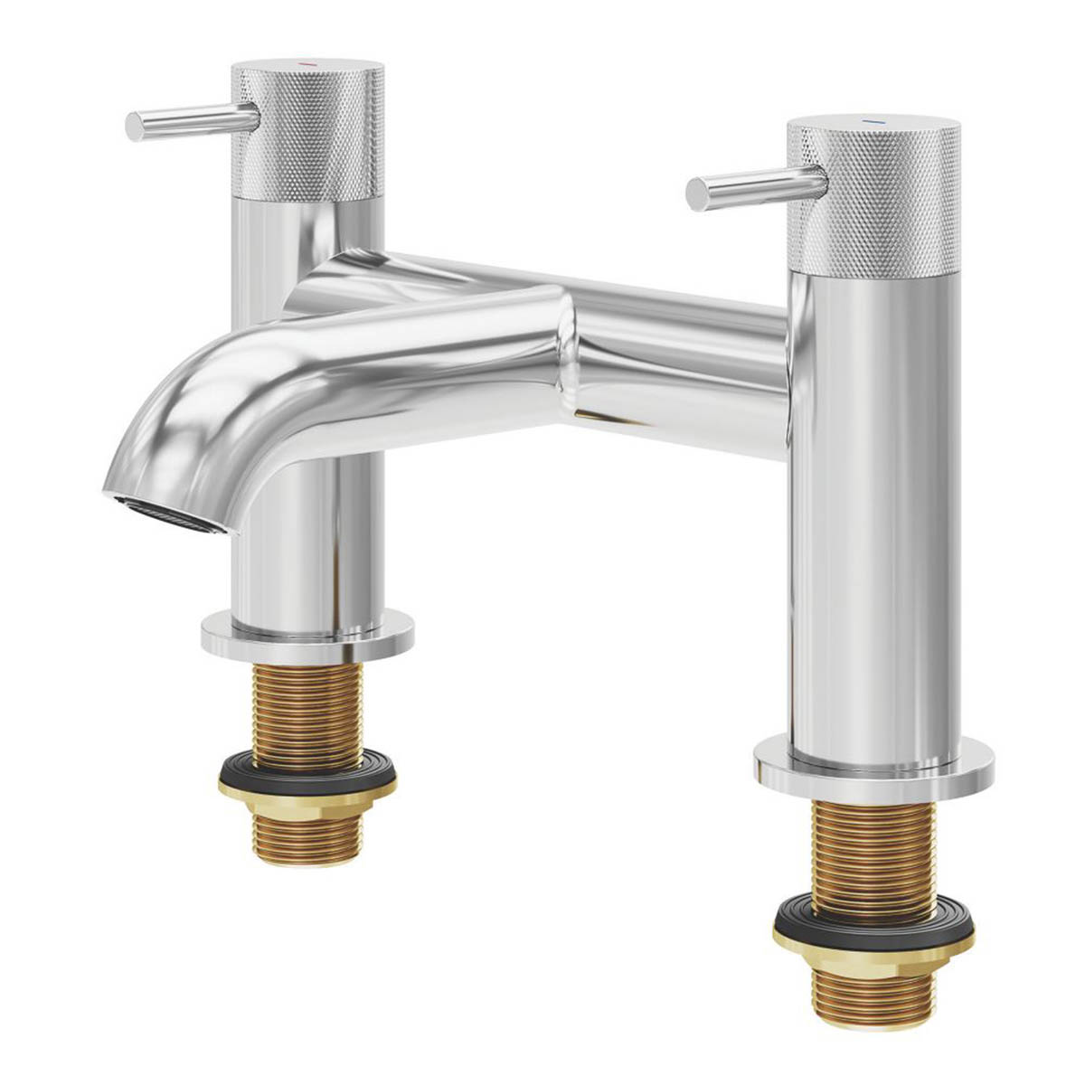 Swirl Bath Filler Tap Mixer Chrome Dual Lever 1/4 Turn Bathroom Modern Faucet - Image 1