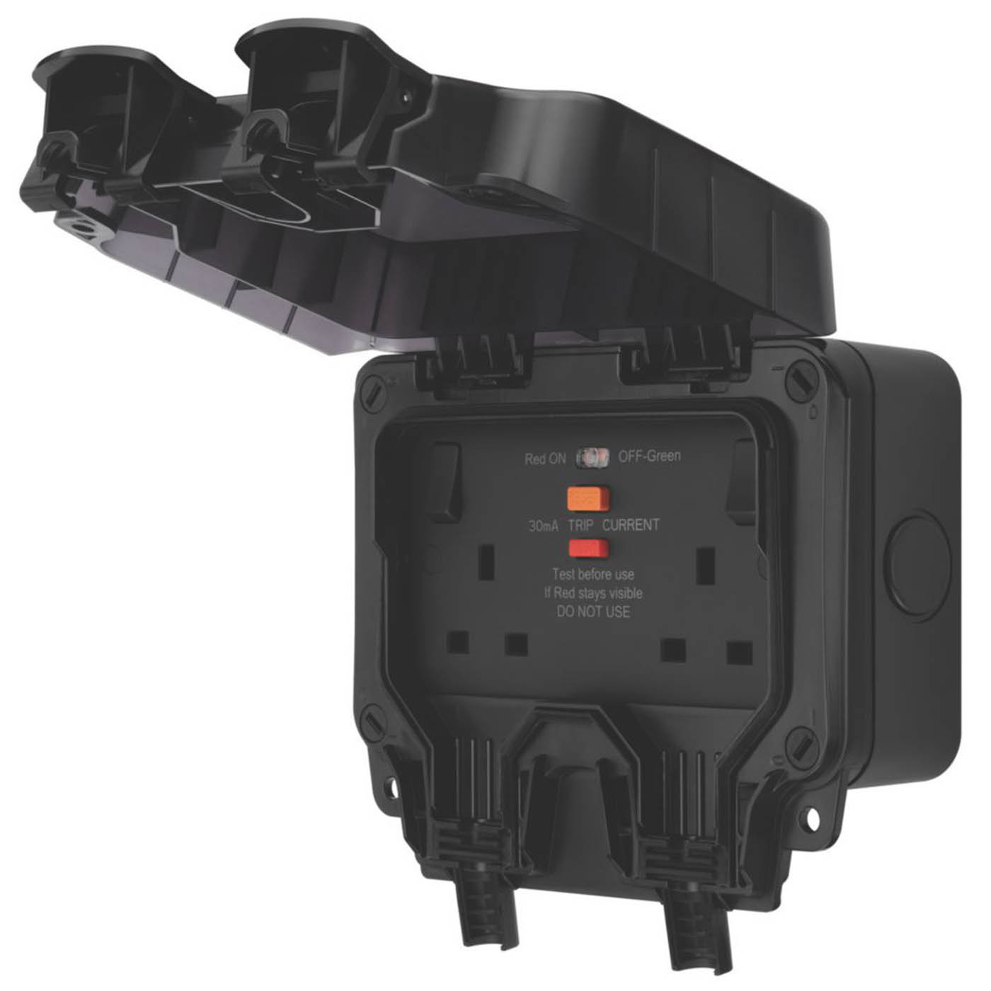 British General Nexus Storm IP66 13A 2-Gang SP Weatherproof Outdoor Switched Passive RCD Socket - Image 1