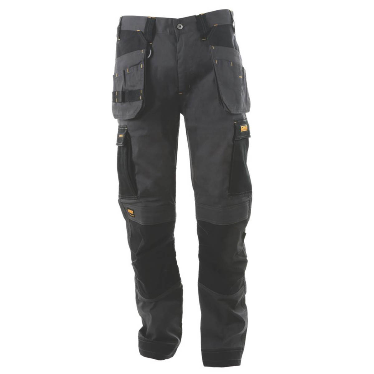DeWalt Work Trousers Mens Slim Fit Grey Black Stretch Multi Pockets 36"W 33"L - Image 1