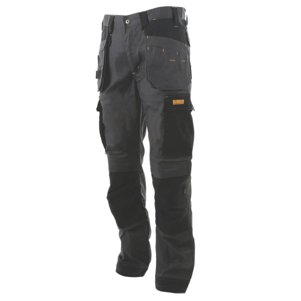 DeWalt Work Trousers Mens Slim Fit Grey Black Stretch Multi Pockets 36"W 33"L - Image 2