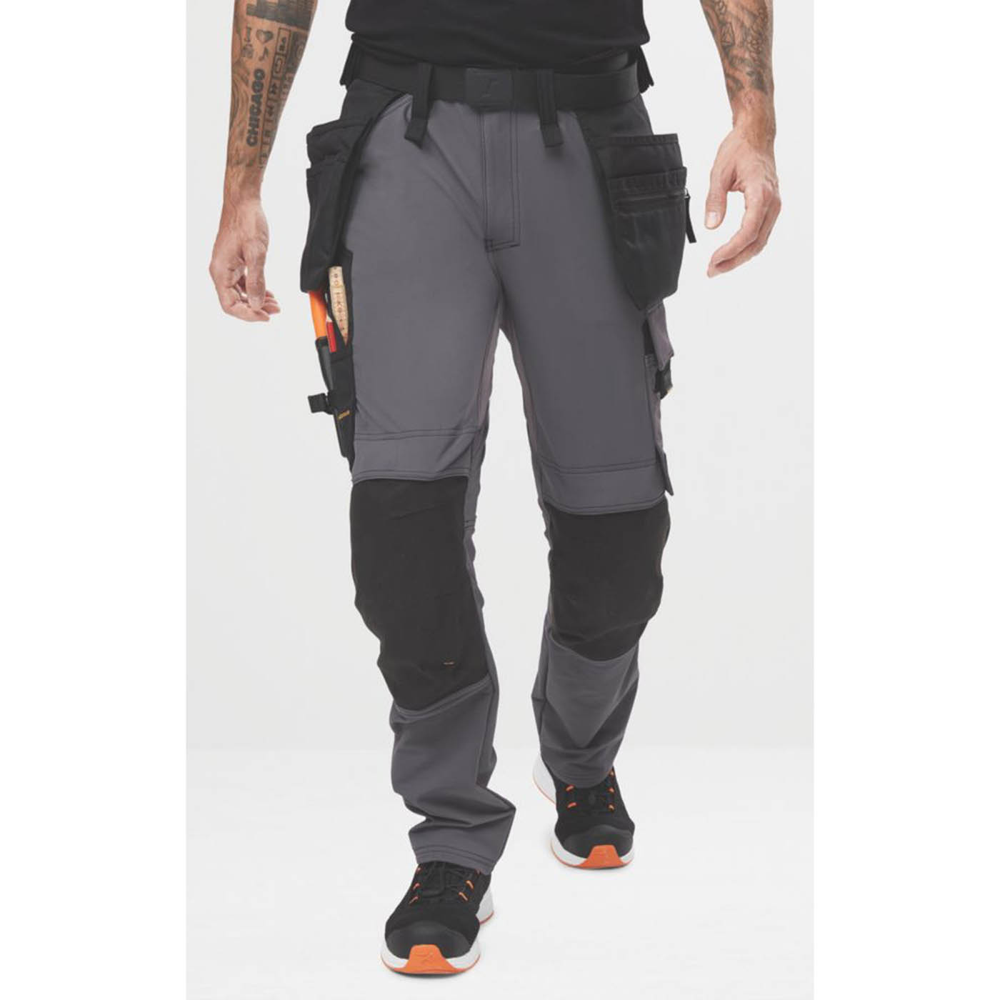 Snickers Mens Work Trousers 6271 Full Stretch Steel Grey/Black 33" W 32" L - Image 3