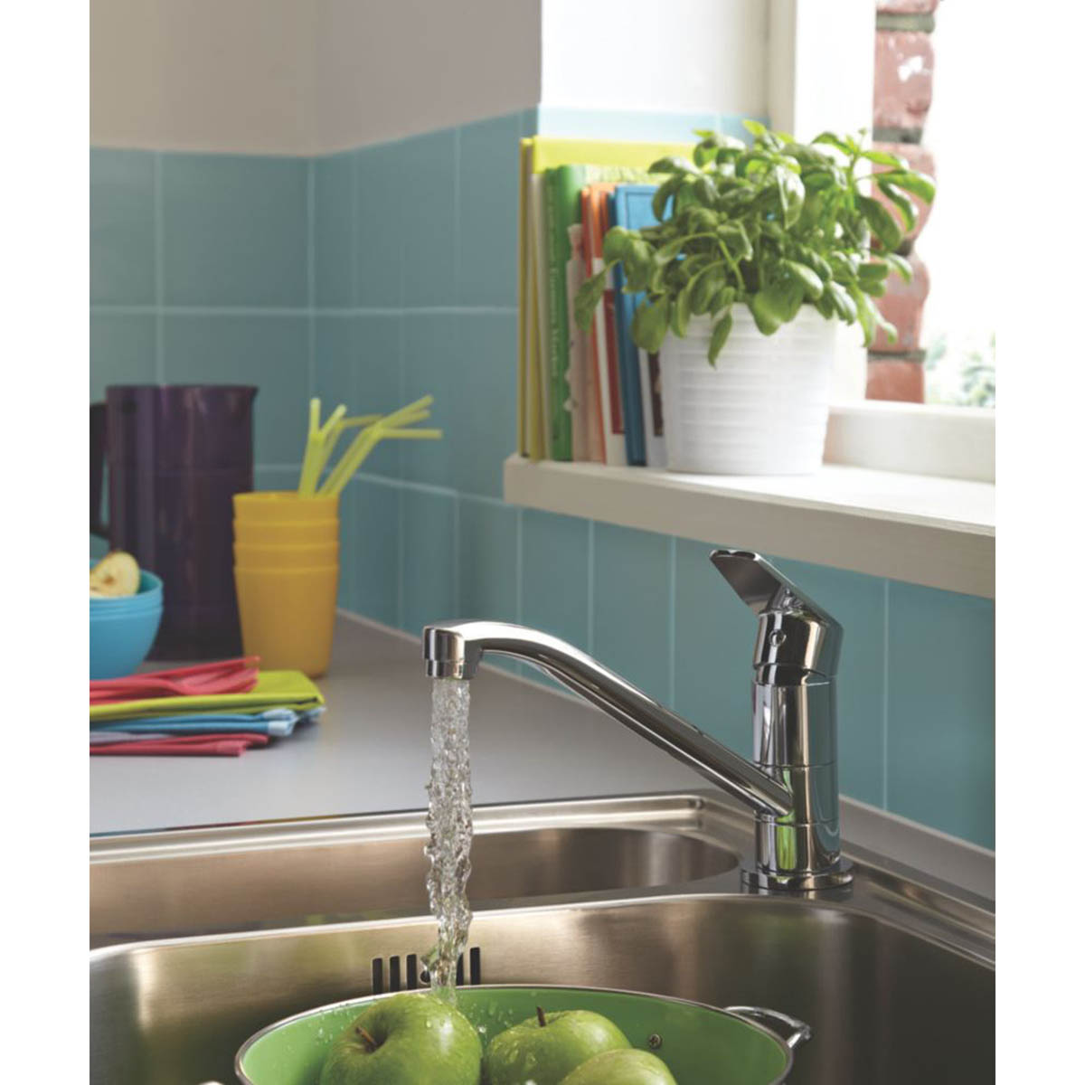 Bristan Kitchen Tap Mono Mixer Chrome Single Lever Swivel Spout Modern Faucet - Image 2