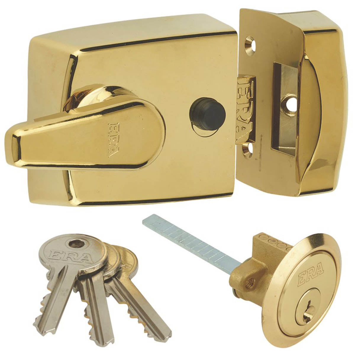 ERA Night Latch Replacement 1630-31 3 Keys Brass Polished 60mm Backset - Image 1