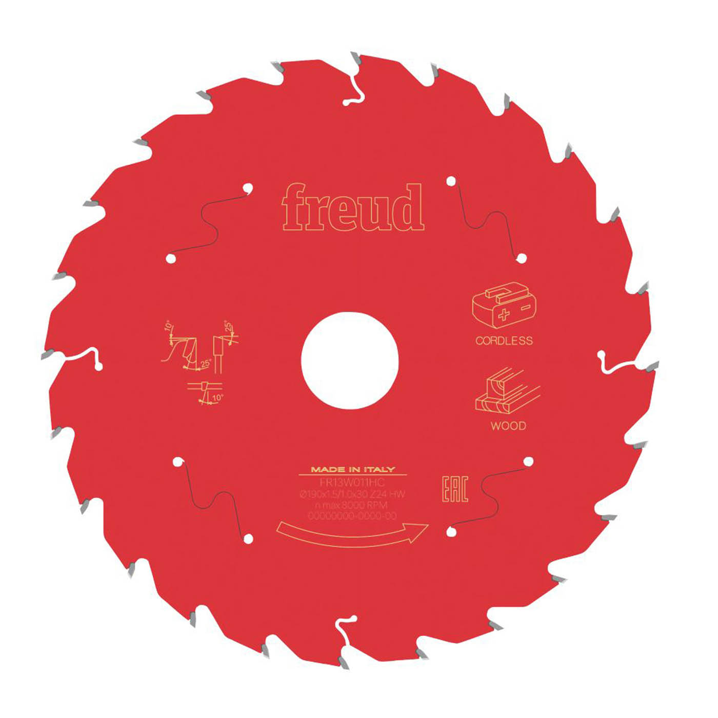 Freud Circular Saw Blade F03FS10058 Hardwood Softwood Plywood 24T 190x30mm - Image 1