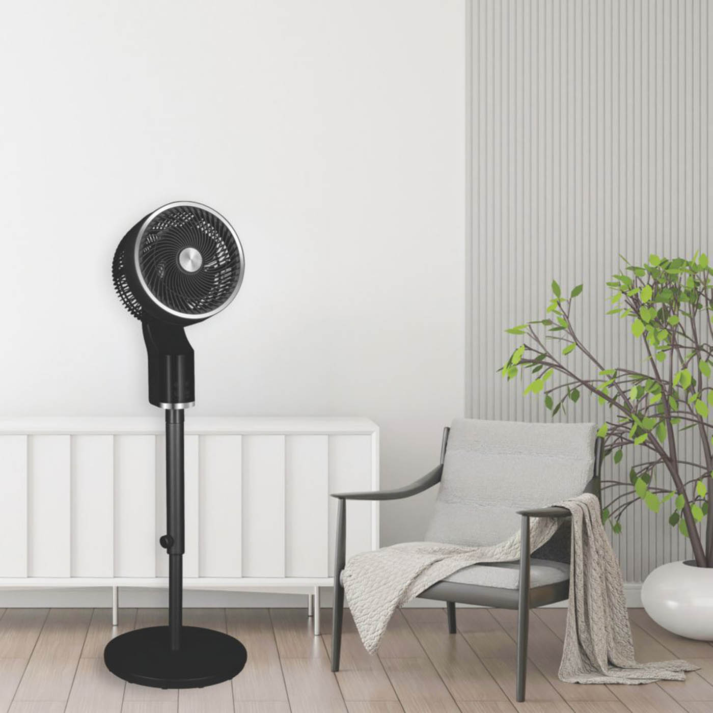 TCP Pedestal Fan 255mm Black & Silver 3-Speed 3D Oscillation Remote Control 240V - Image 2