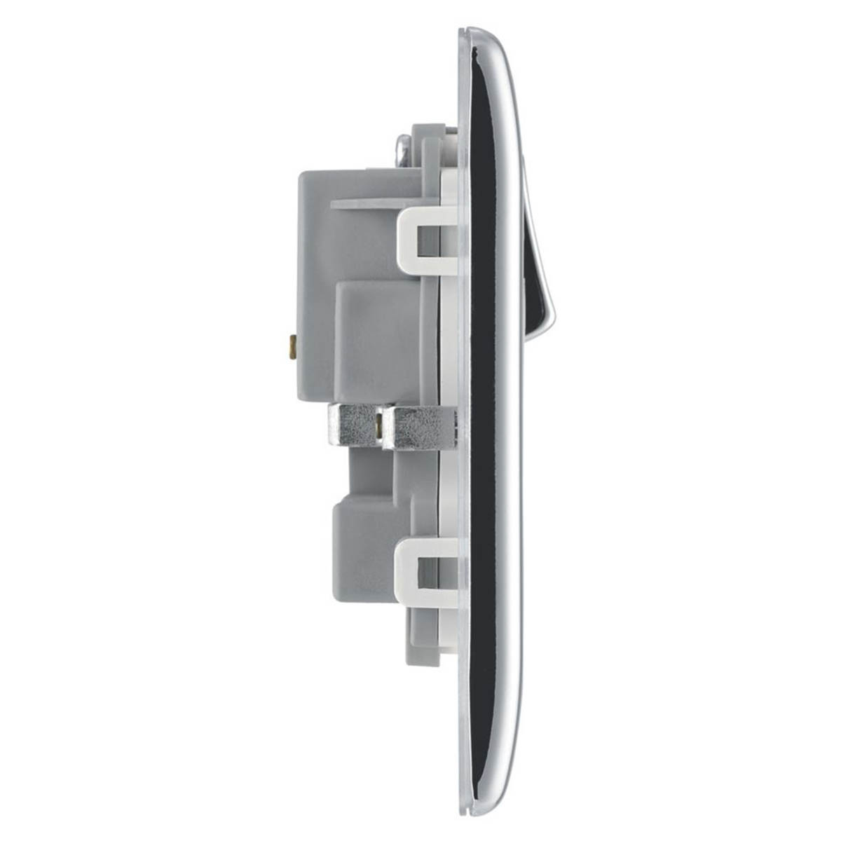 BG Wall Plug Sockets Chrome White Inserts 13A 2 Gang DP Switched Pack Of 5 - Image 2