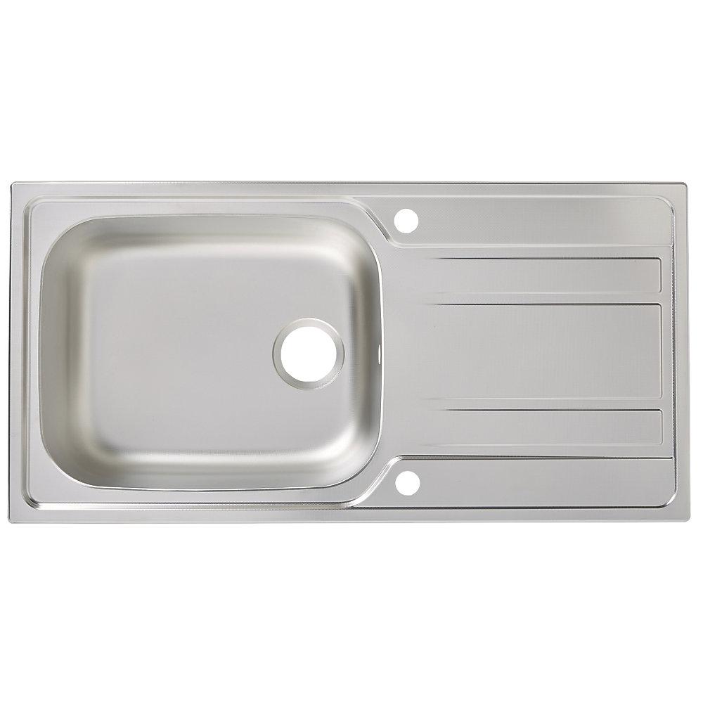 Kitchen Sink 1 Bowl Reversible Drainer Rectangular Stainless Steel 100x50cm - Image 2