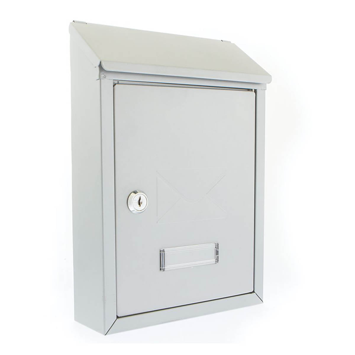 Post Box Letter Mailbox Silver Compact Steel Lockable 2 Keys Nameplate Outdoor - Image 2