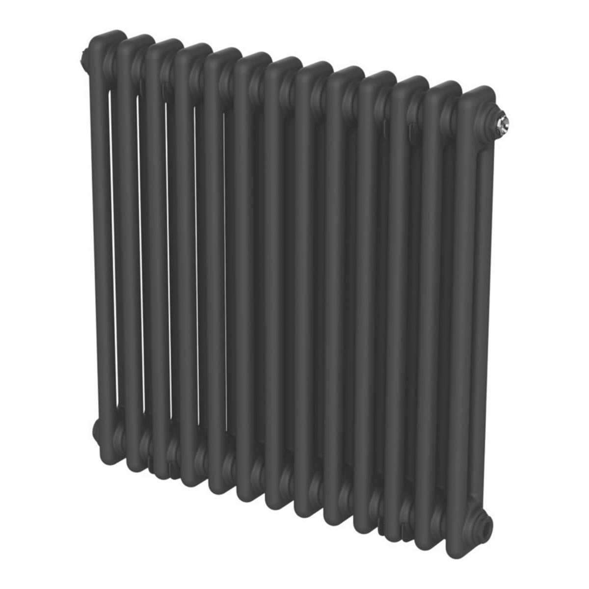 Flomasta 2 Column Radiator Square Matt Black Steel Classic H60xW60.5cm - Image 1