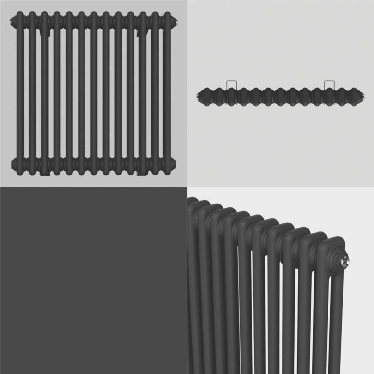Flomasta 2 Column Radiator Square Matt Black Steel Classic H60xW60.5cm - Image 6