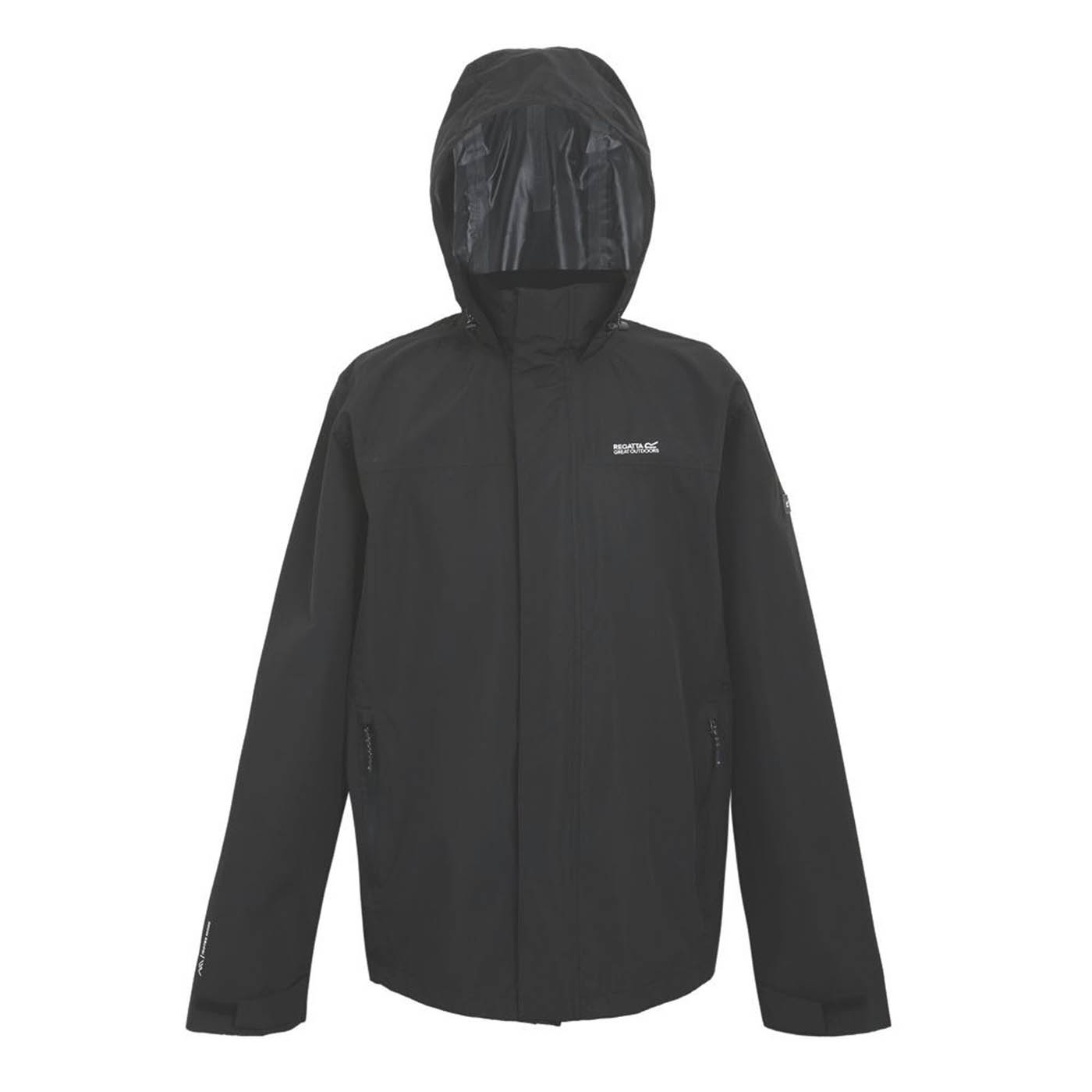 Regatta Work Jacket Mens Black Waterproof Hooded Coat Large Size 42in Chest - Image 1