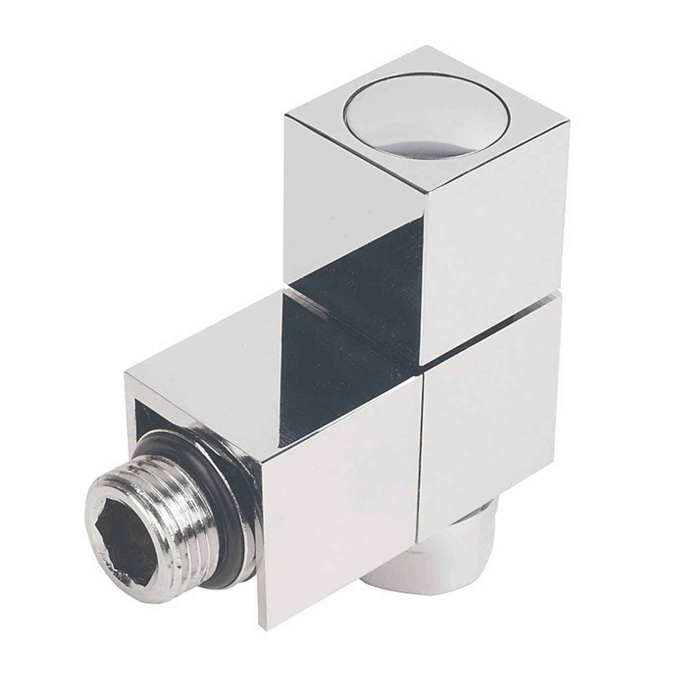 Radiator Valve Head And Body Angled 15mm Chrome Compression Connection Pack Of 2 - Image 1