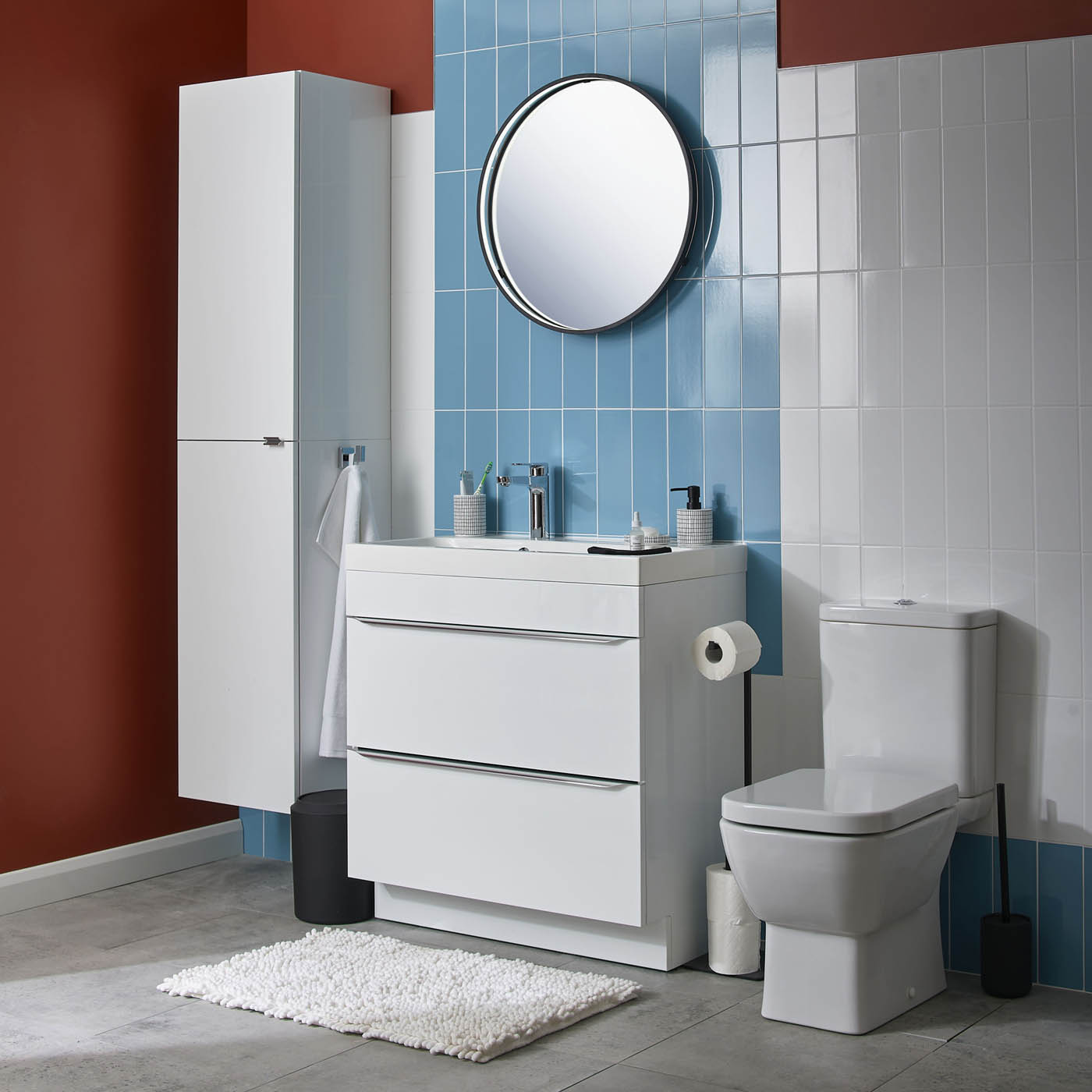 Countertop Wash Basin Sink Single Bowl Resin White Rectangular (W)80cm - Image 1