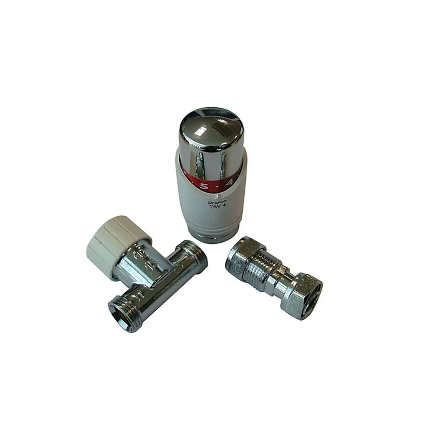 Drayton Radiator Valve TRV4 TRV4-STC Thermostatic Straight Brass Chrome Plated - Image 1