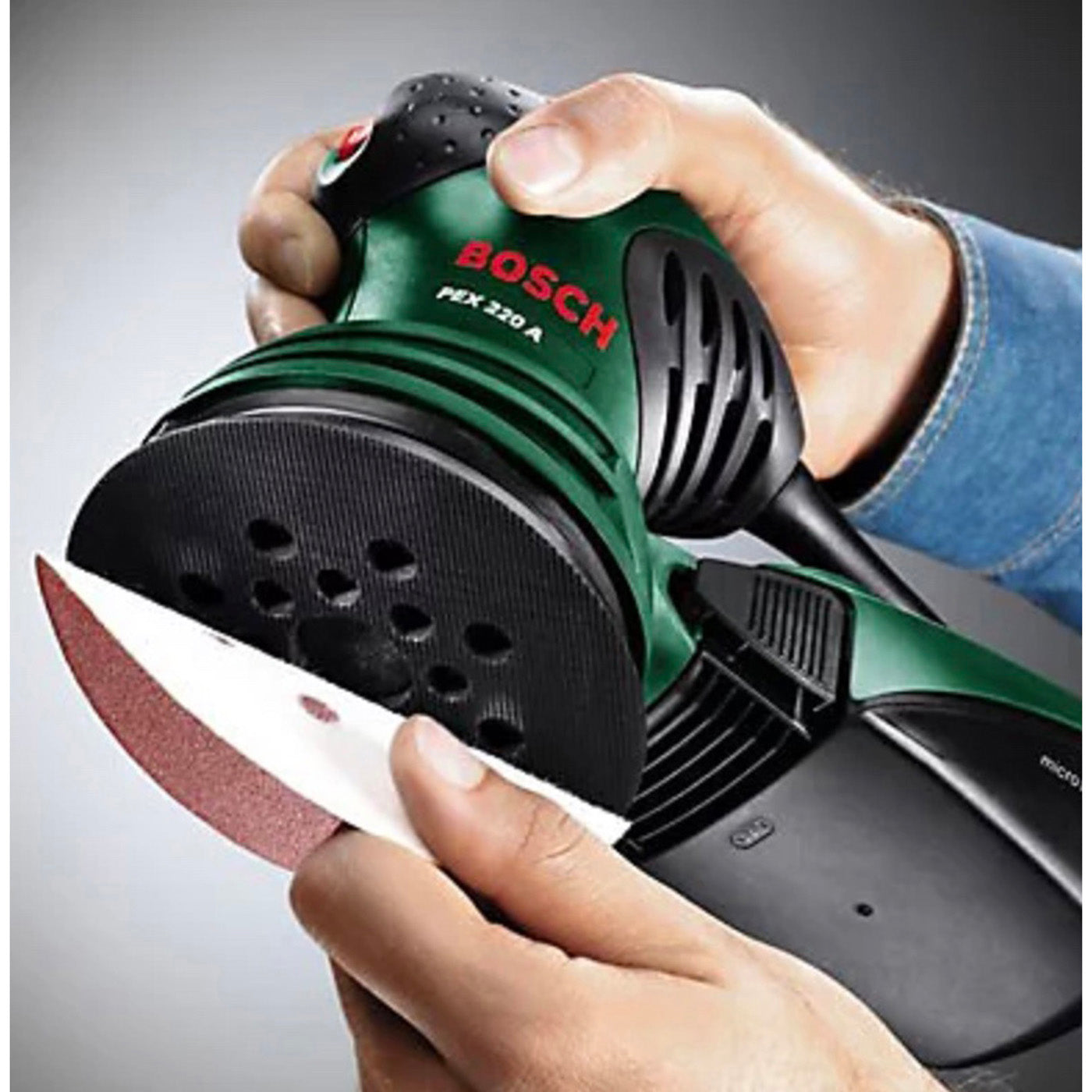 Bosch Corded Random Orbit Sander 220W PEX 220A 125mm Sanding Disc - Image 2