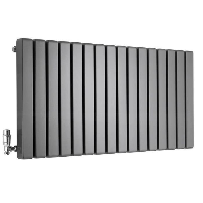 Designer Radiator Grey Horizontal Central Heating Square Panels H60xW118.5cm - Image 1