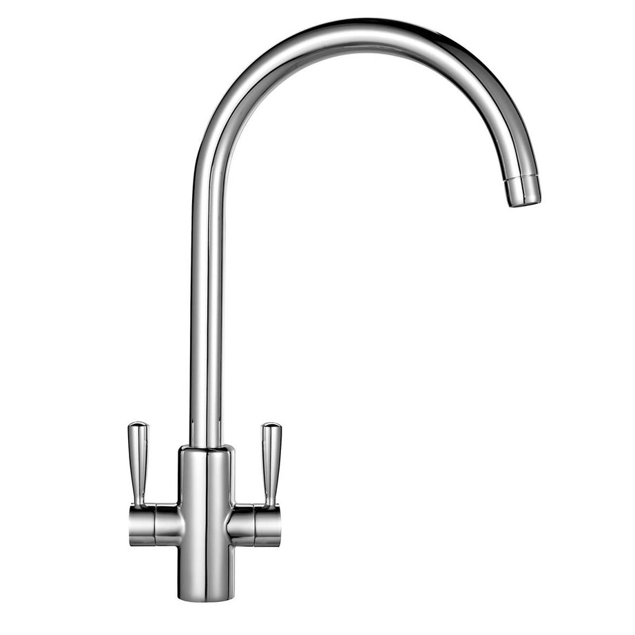 Franke Kitchen Mixer Tap Chrome Effect Double Lever Monobloc Modern Brass - Image 1