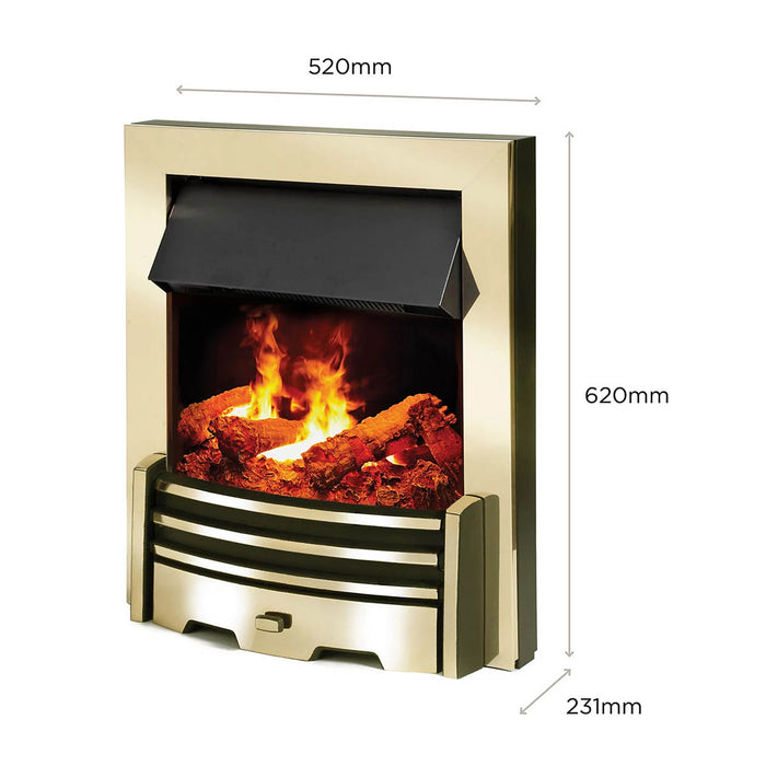 Dimplex Electric Fire Fireplace Brass Log Effect Heater 3D Opti-Myst 2kW - Image 2