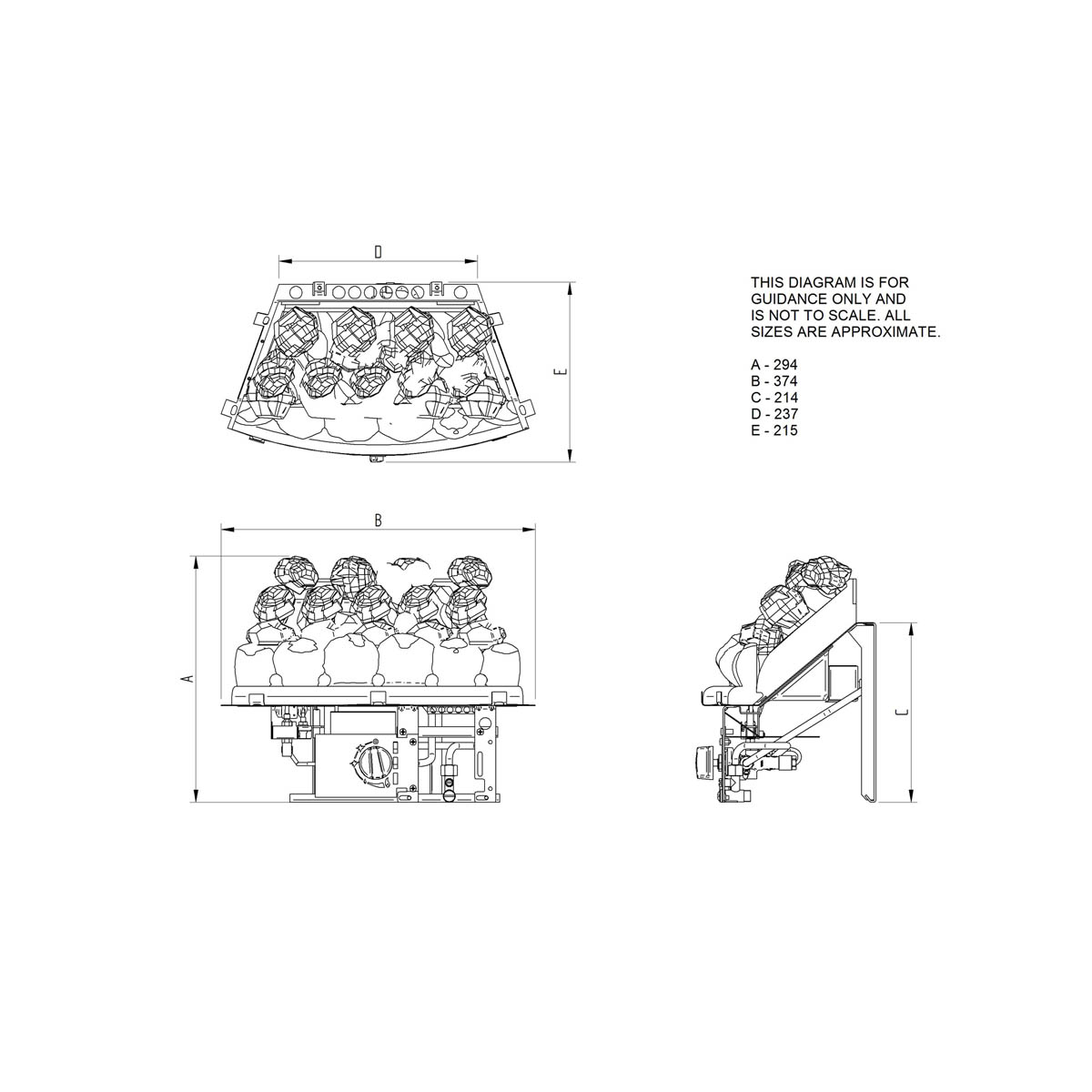 Focal Point Coal Bed Taper Black Real Flame Front Manual Control 3.75kW Gas Fire - Image 2