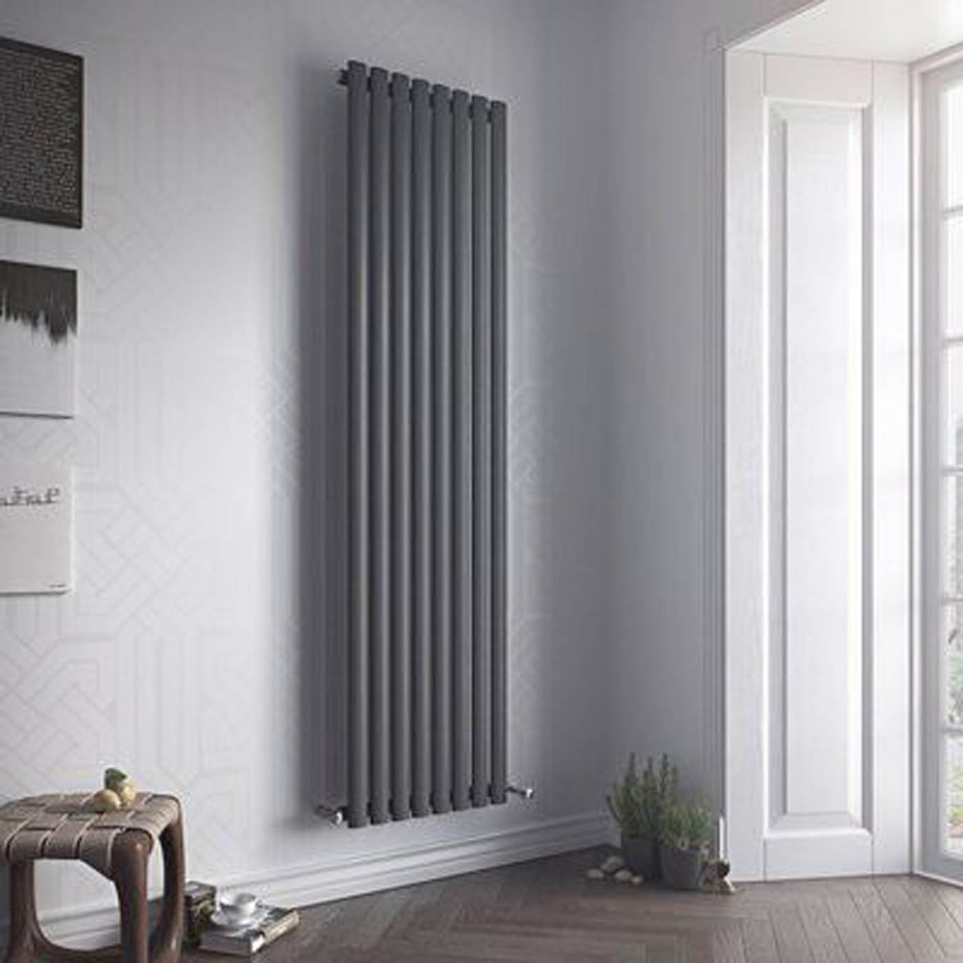 Ximax Vertical Designer Radiator Fortuna Anthracite 1562BTU (W)236 x (H)1800mm - Image 1