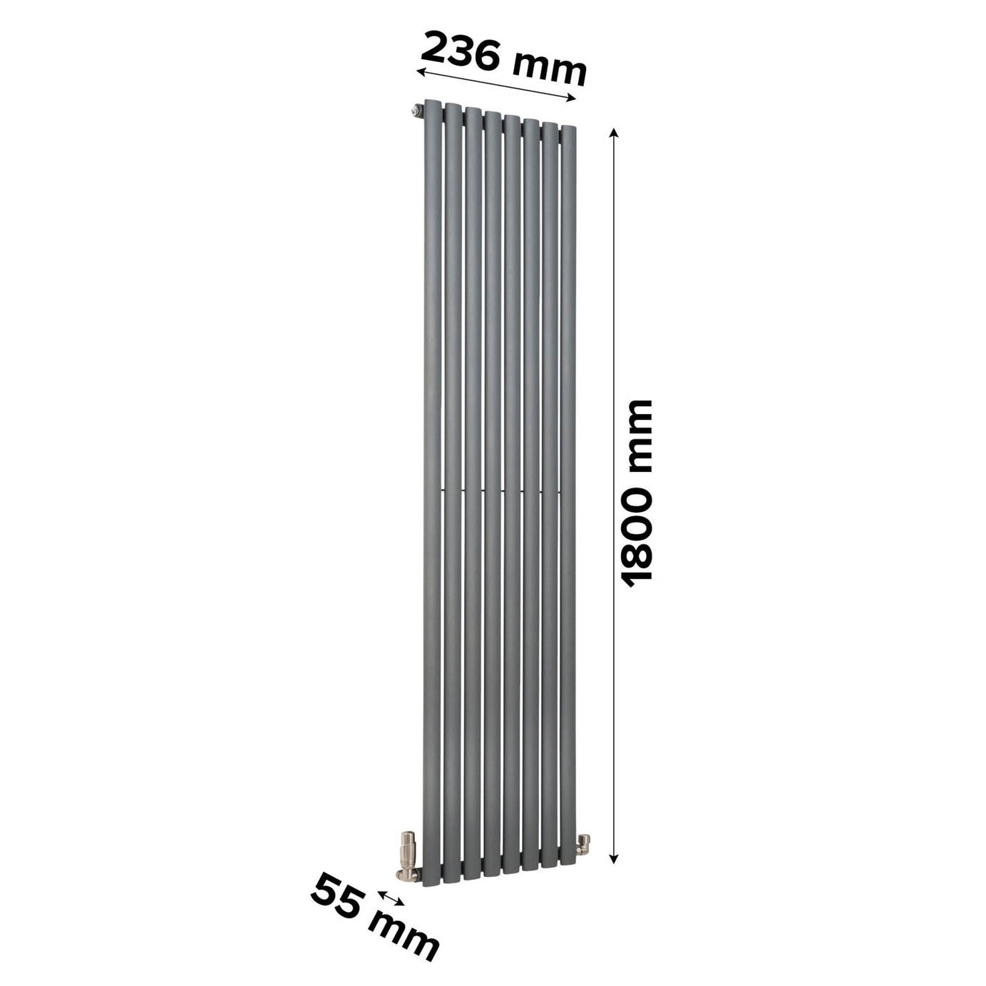 Ximax Vertical Designer Radiator Fortuna Anthracite 1562BTU (W)236 x (H)1800mm - Image 3