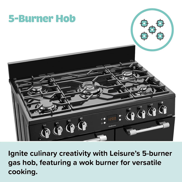 Leisure Gas Range Cooker Hob CK90G232K Black 5 Burners Freestanding 90cm 146L - Image 4