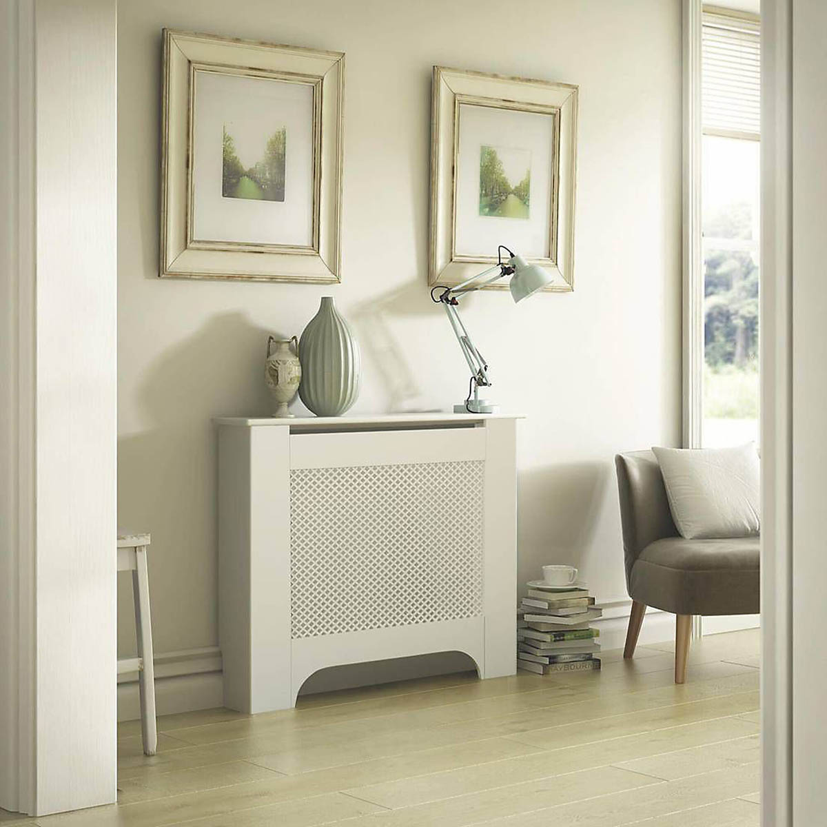 Mayfair Radiator Cover Medium White Wood Modern 815mm(H) 1115mm(W) 190mm(D) - Image 2