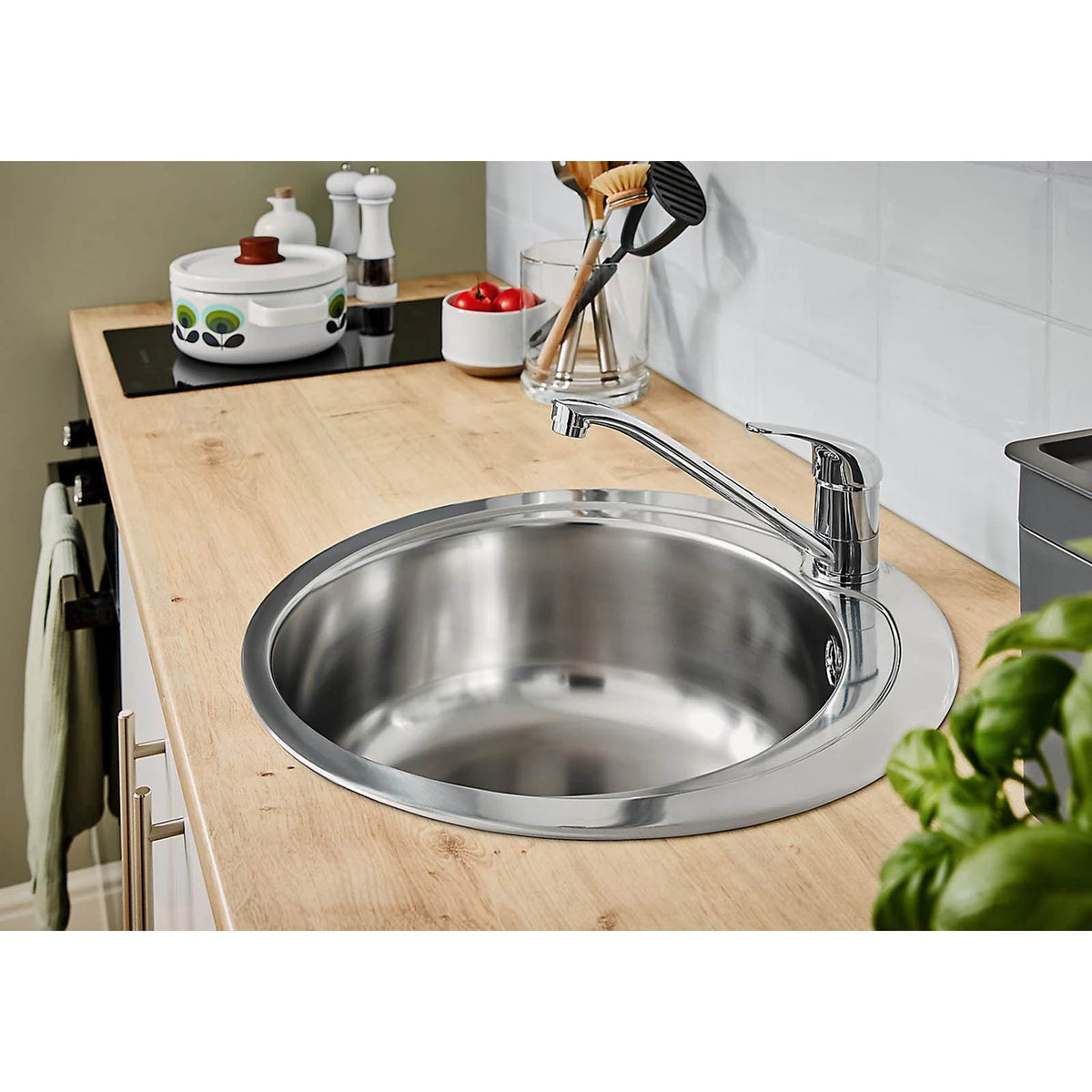 Quimby Kitchen Sink Inox 1 Bowl Stainless Steel 485x485mm Inset Basin Round - Image 5