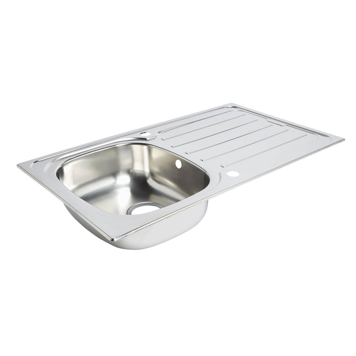 Kitchen Sink 1 Bowl Polished Inox Stainless Steel Reversible 500mm x 860mm - Image 2