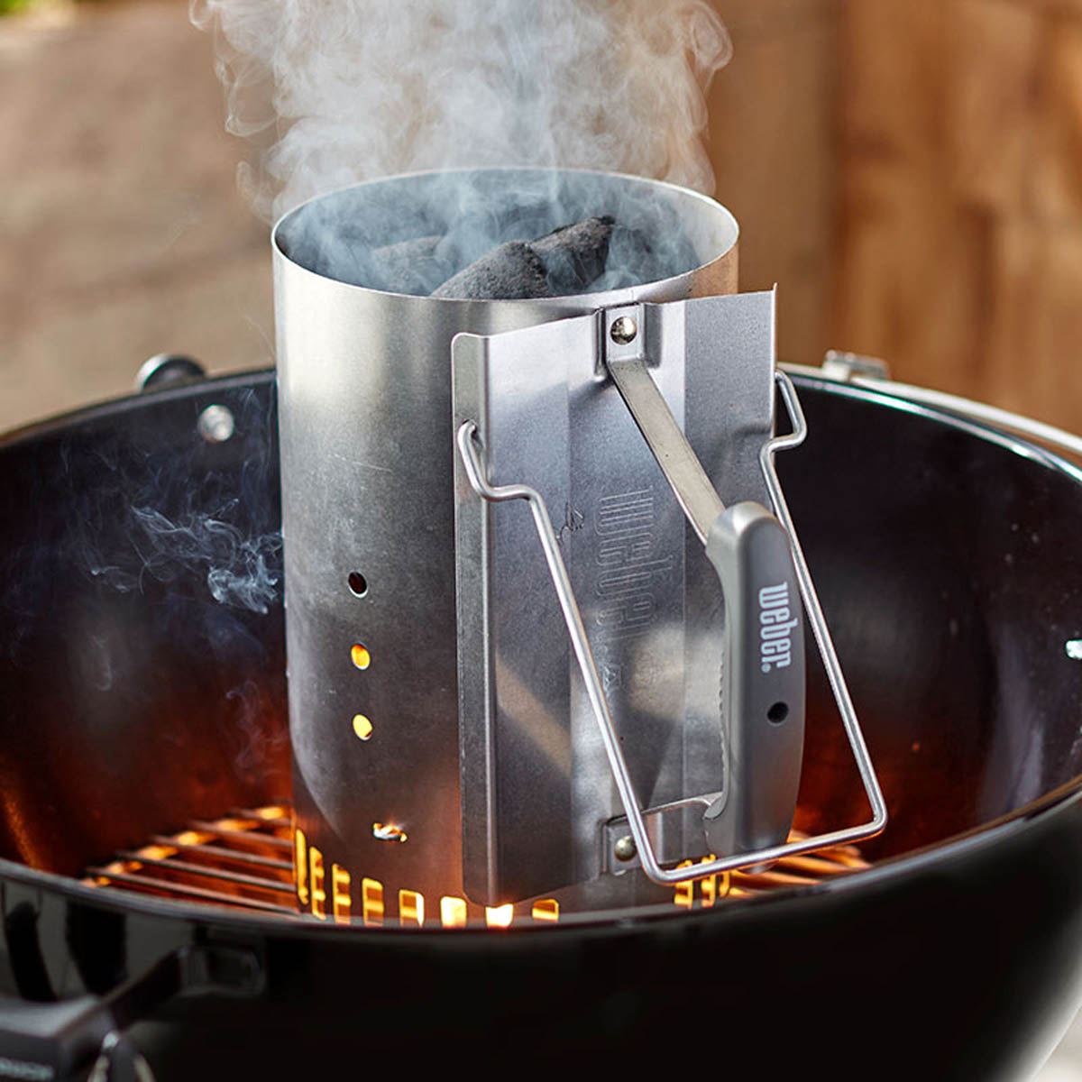 Weber Chimney Starter Set Steel Quick BBQ Grill Charcoal Burner Coal Lighter - Image 4