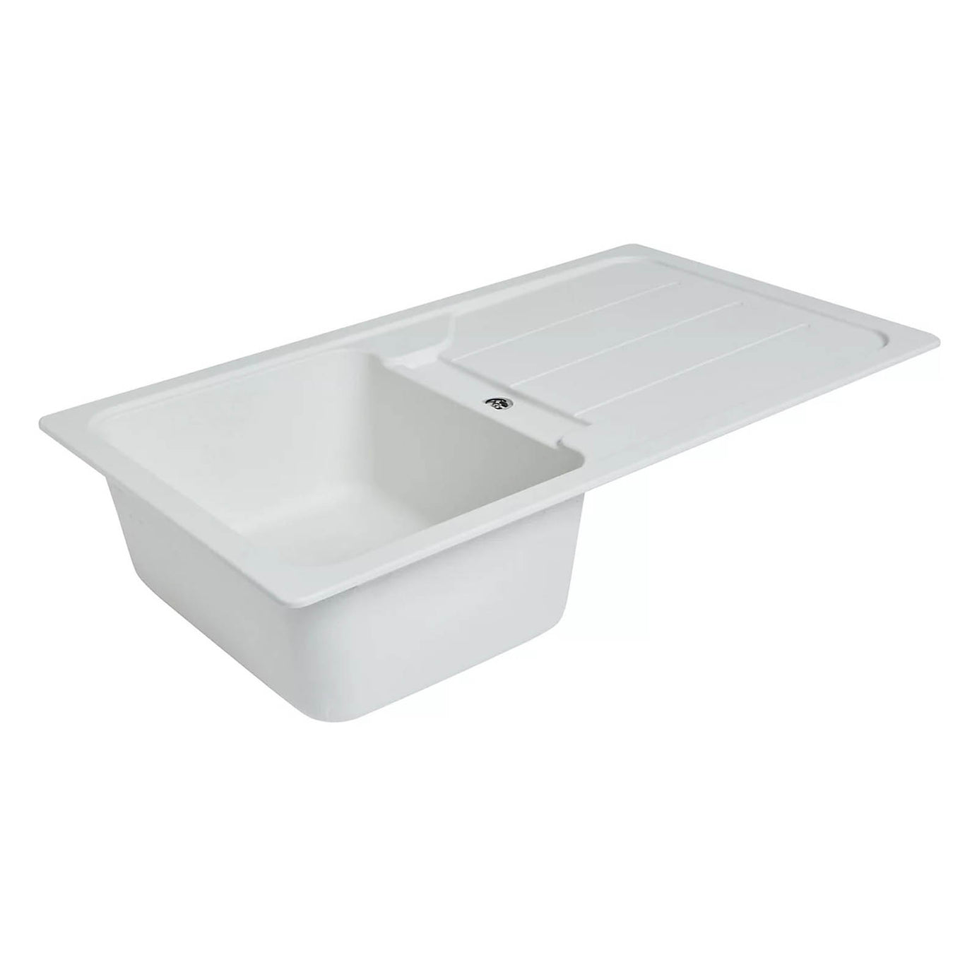 Cooke & Lewis Kitchen Sink Arber Quartz Composite 1 Bowl Drainer White 860mm - Image 2