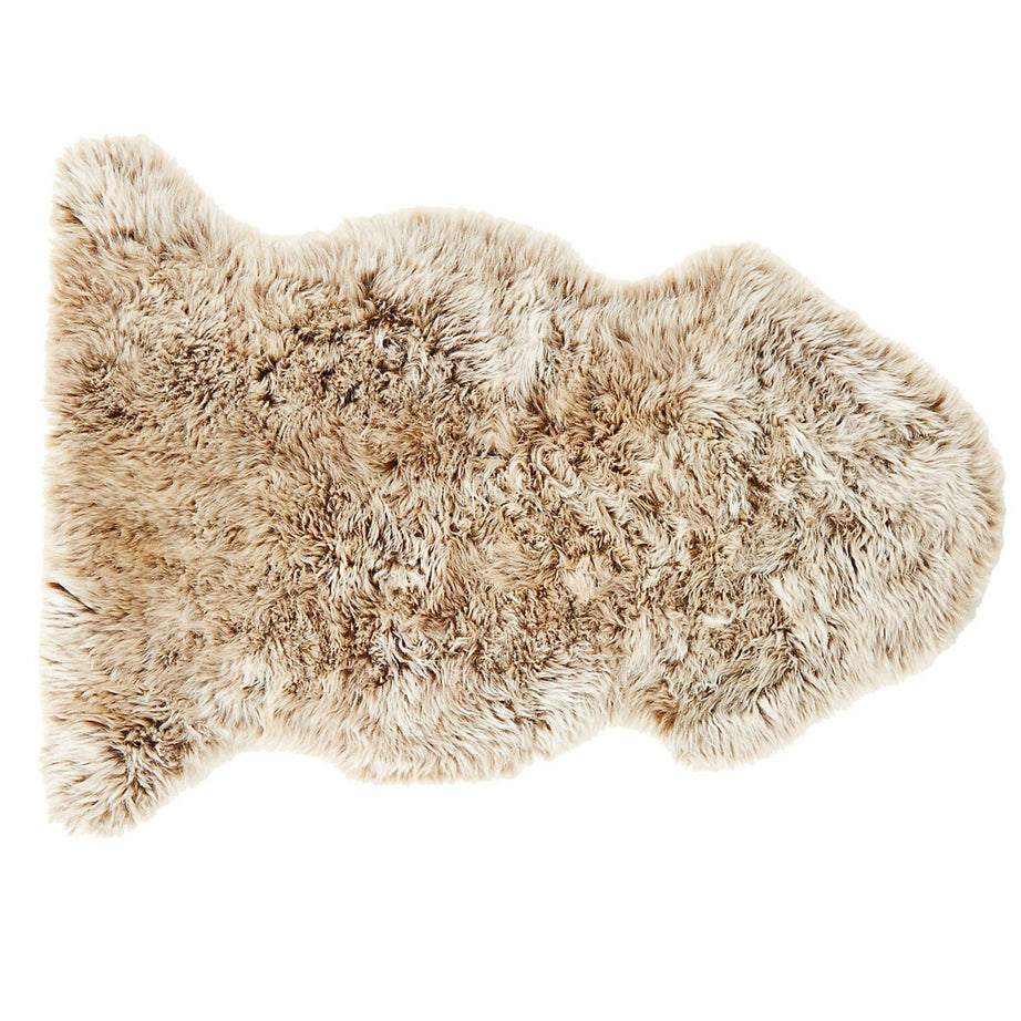 Floor Rug Small Shaggy Fluffy Cappuccino Sheepskin Indoor Wool (L)90 x (W)60cm - Image 1