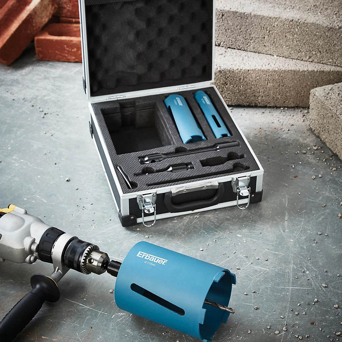 Erbauer Diamond Core Drill Set Holesaw Steel Wet And Dry Masonry 8 Pack - Image 3