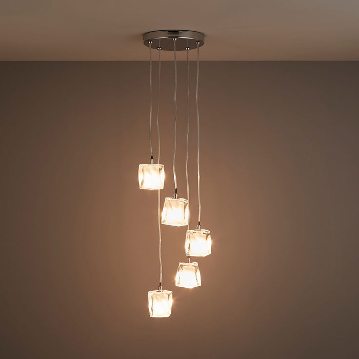 Borrello Ceiling 5 Light Silver Effect 5 Lamp Pendant Light Living Dining Room - Image 5