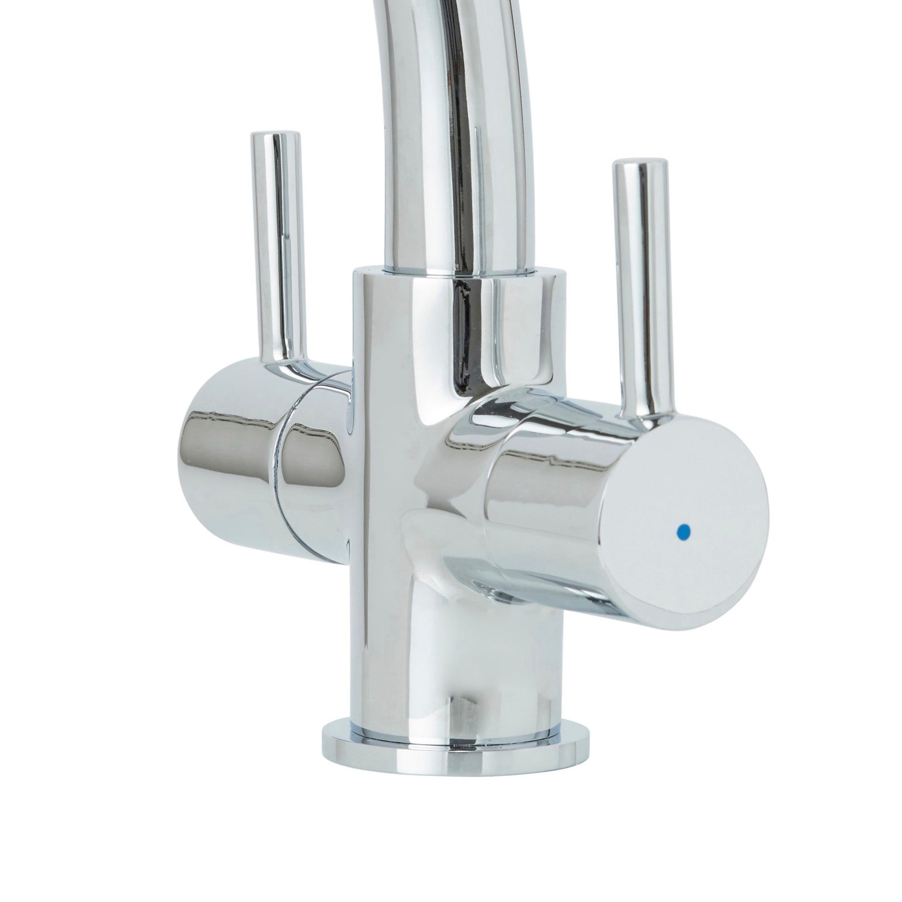 Kitchen Sink Tap Mixer Chrome Dual Lever Swivel Spout 1/4 Turn Modern Faucet - Image 2