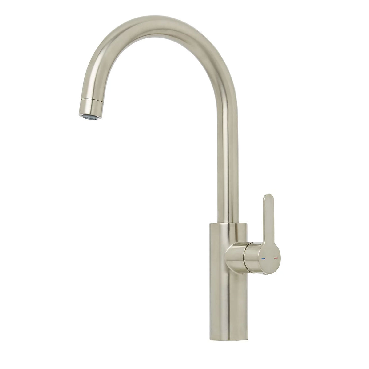 Kitchen Sink Tap Mixer Nickel Effect Single Lever Swivel Spout Modern Faucet - Image 1