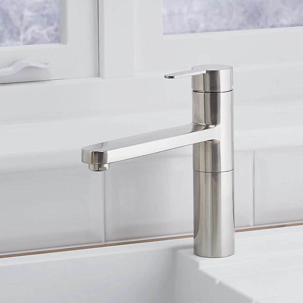 Kitchen Mixer Tap Nickel Effect Single Lever Swivel Spout Scratch Resistant 5bar - Image 2