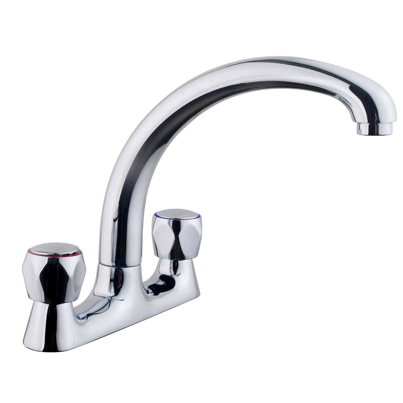 Edith Deck Tap Chrome Effect Kitchen Easy Use 2 Hole Deck Mounted - Image 1