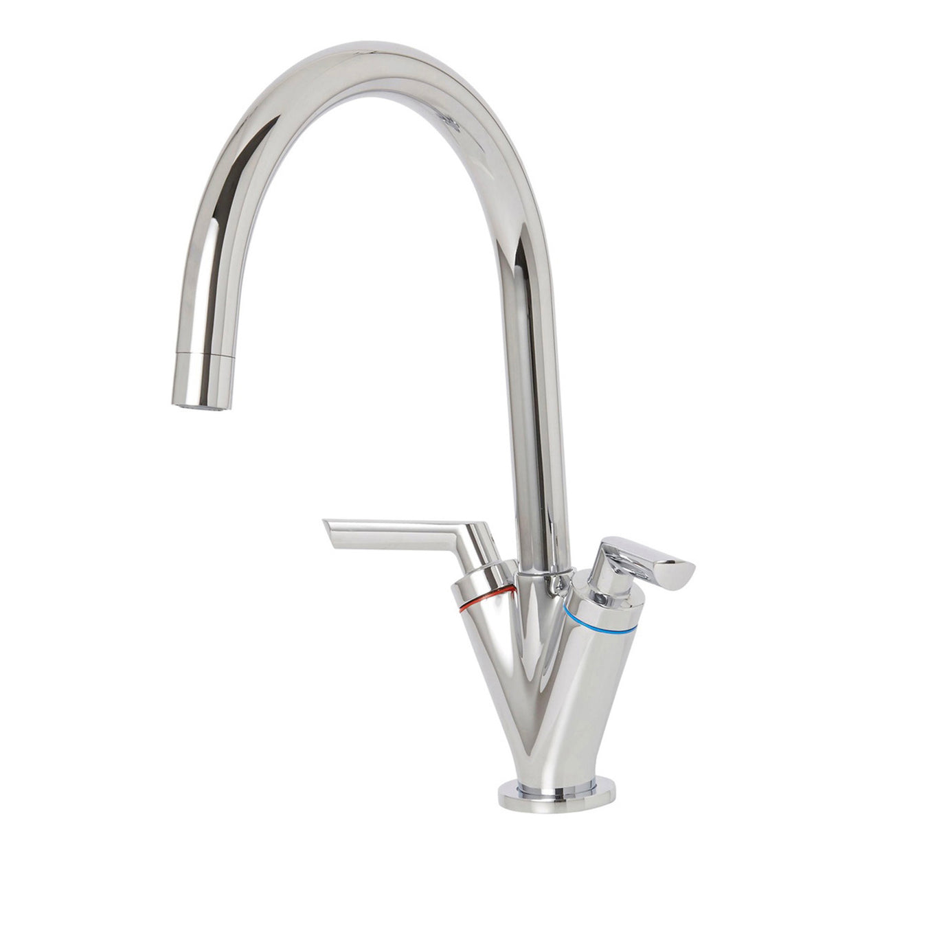 Kitchen Tap Monobloc Mixer Chrome Dual Lever Brass Swivel Spout Modern Faucet - Image 1