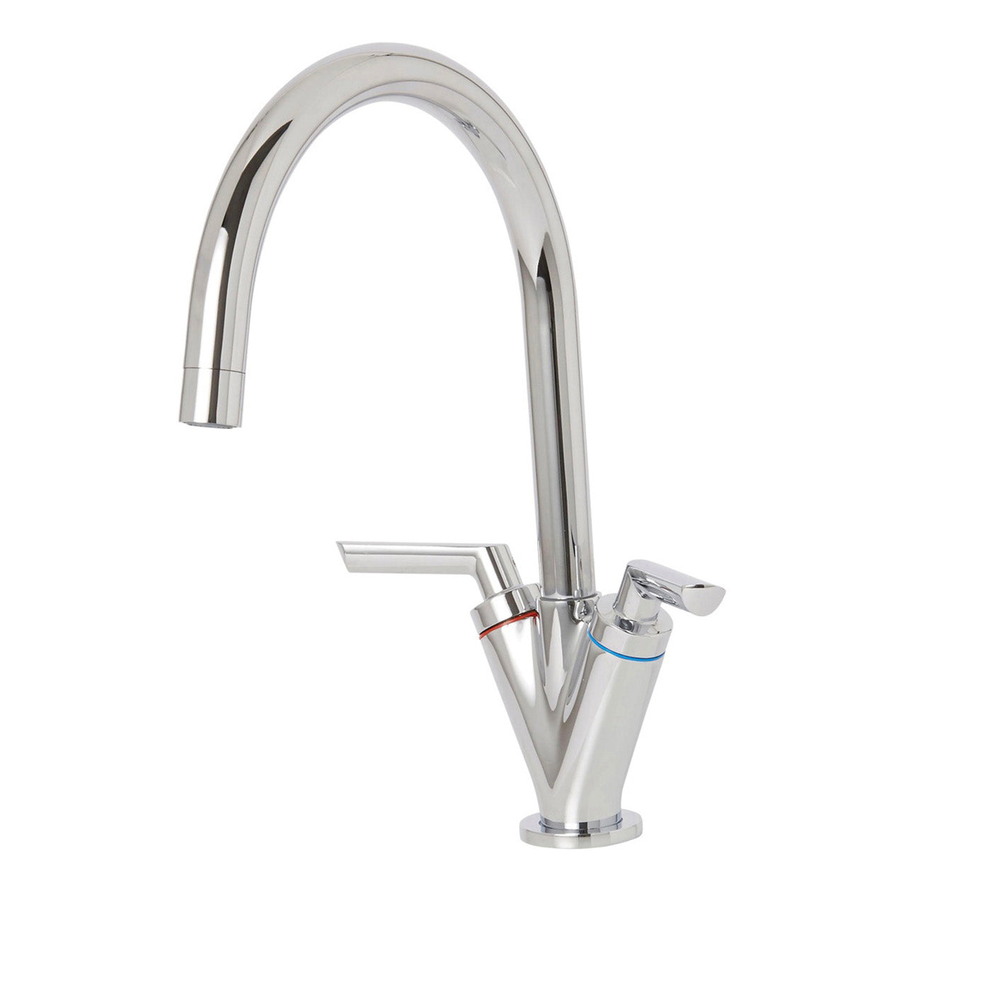 Kitchen Tap Monobloc Mixer Chrome Dual Lever Brass Swivel Spout Modern Faucet - Image 1